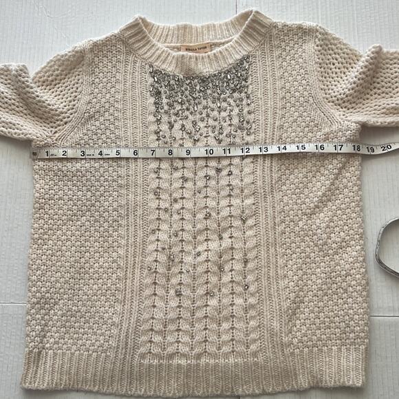 Rebecca Taylor Knit Pullover Sweater Women’s Size XS Cream Holiday Embellished - Picture 10 of 13